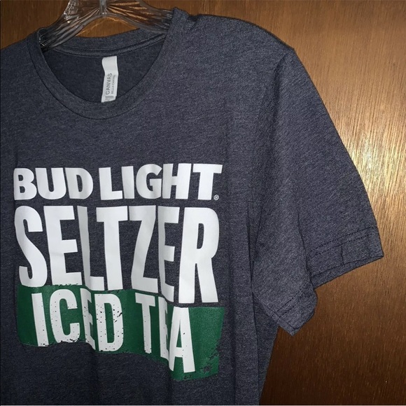 Women’s CANVAS M BUD LIGHT SELTZER ICED TEA  Heathered Blue T-Shirt Tee NWOT - Picture 8 of 8